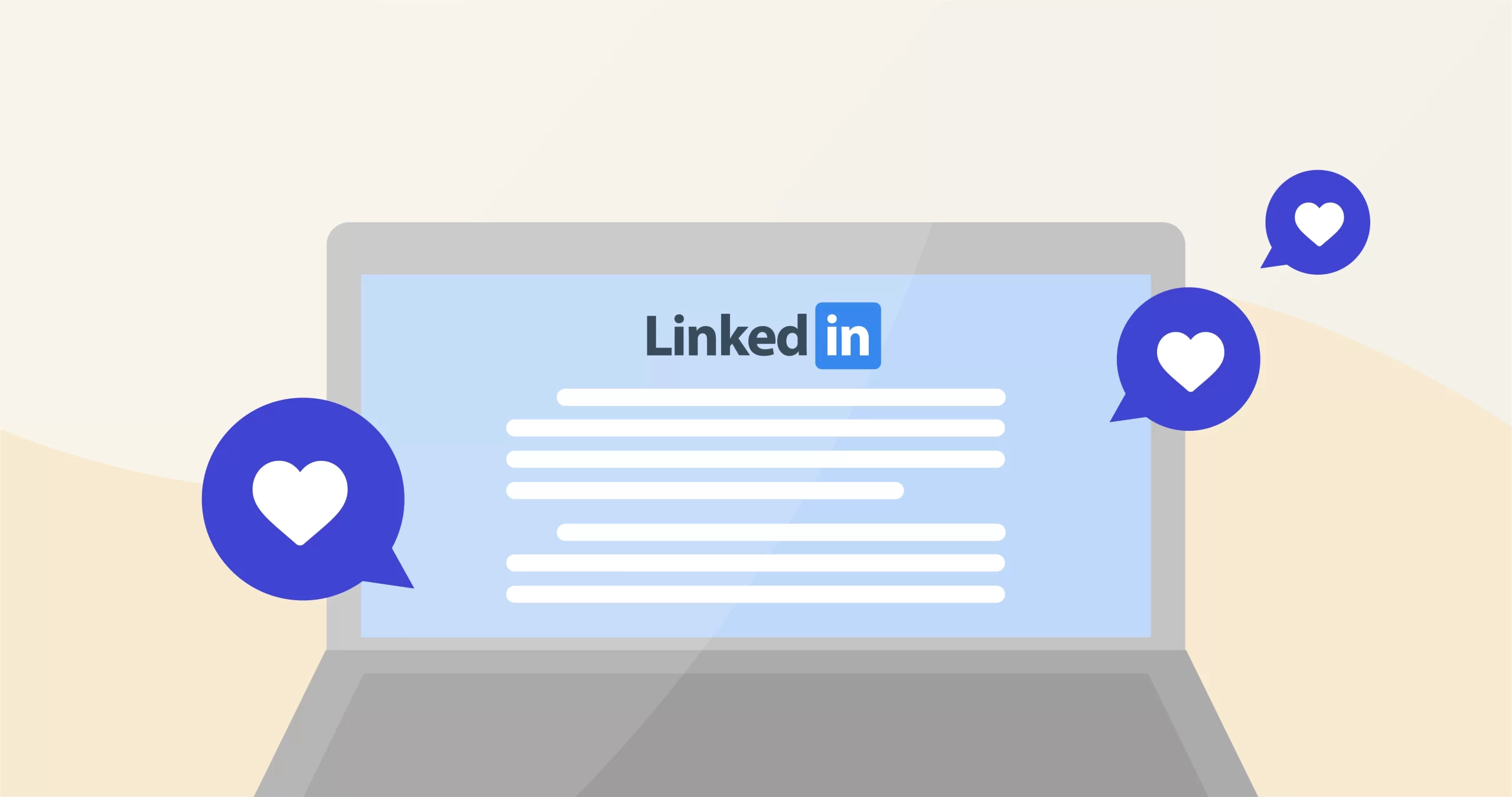 linkedin logo with heart likes illustration