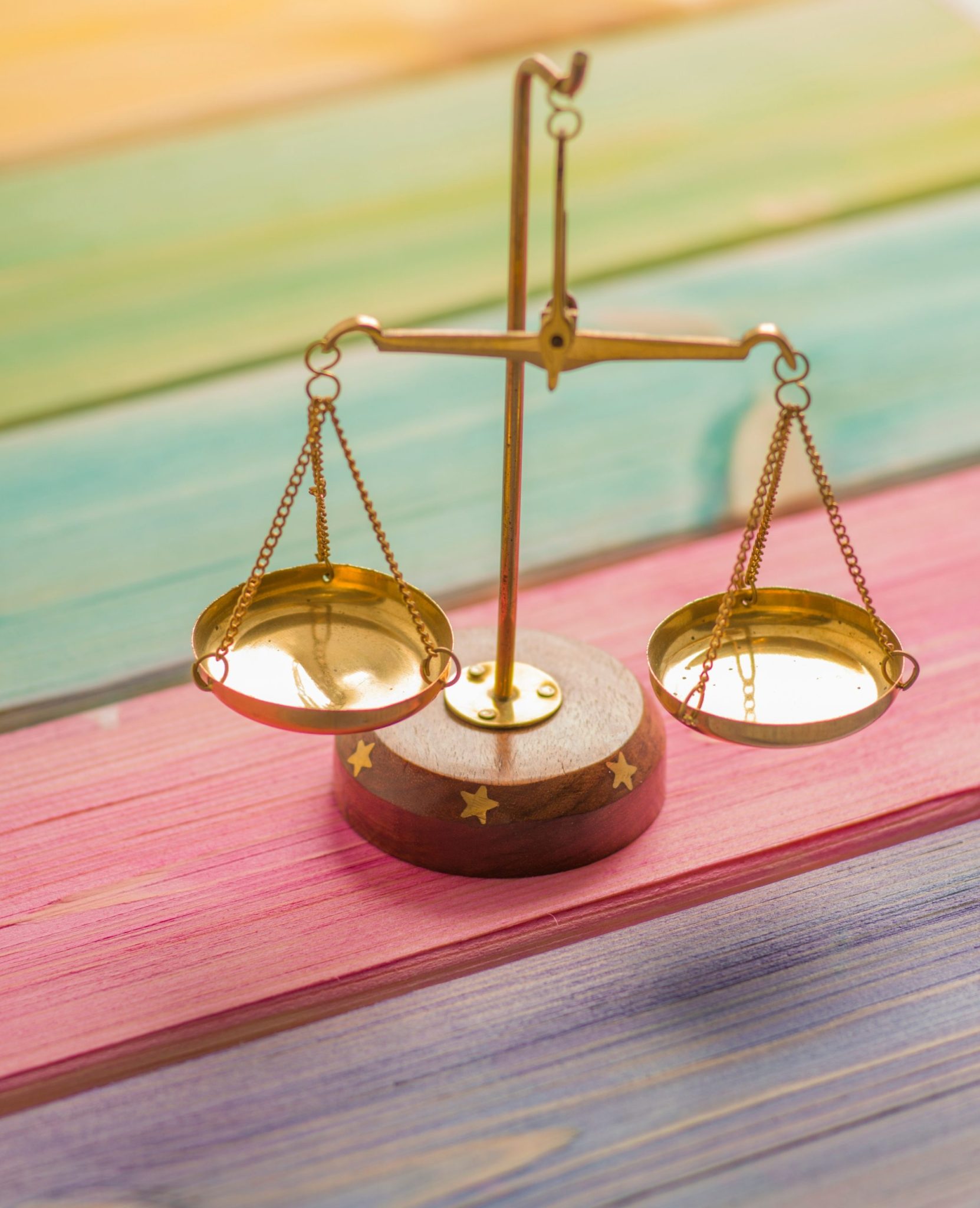 scale on colorful table top