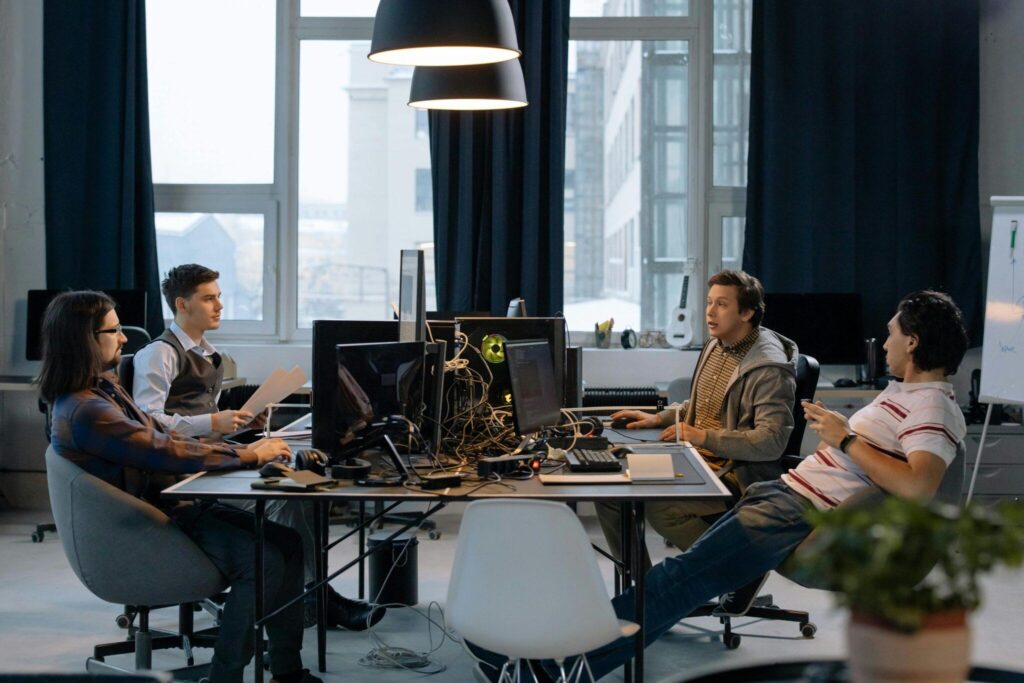 office team sitting at a table