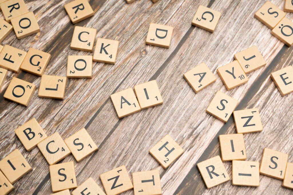 letter tiles for board game scattered on a tabletop